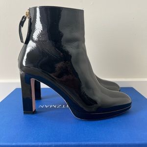 Stuart Weitzman- Black Patent leather- Platform Boots- Women’s 9